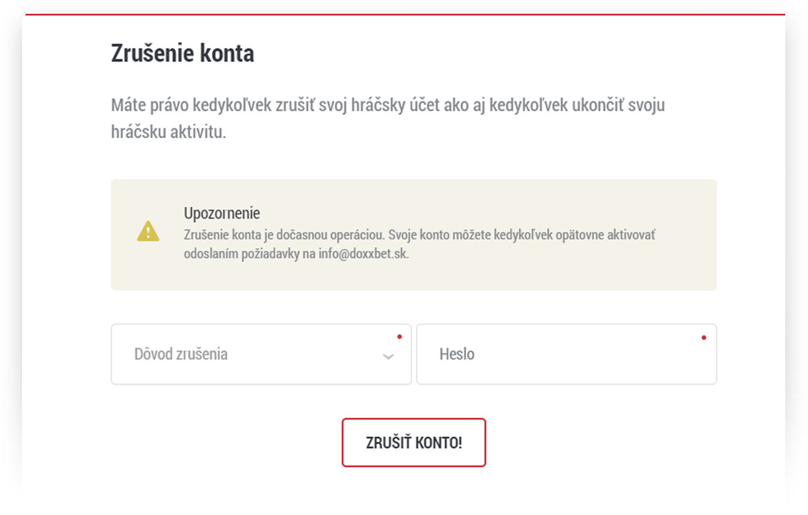 Zastávame zodpovedné hranie | DOXXbet tipovanie a online kasíno - Možnosť zrušiť konto a RVO Zastávame zodpovedné hranie | DOXXbet tipovanie a online kasíno - Možnosť zrušiť konto a RVO